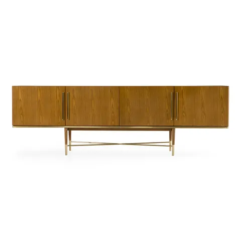 Bernard — Mid-Century Modern Walnut & Gold Buffet