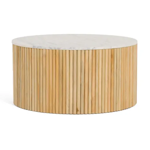 Cambridge White Marble & Mango Round Coffee Table