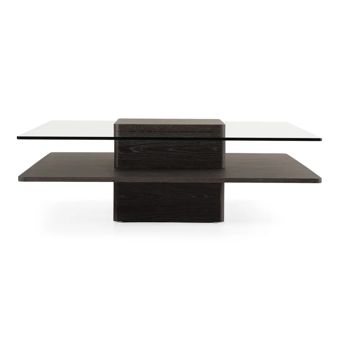 Clarion — Modern Grey Elm & Glass Coffee Table