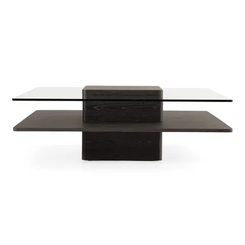Clarion — Modern Grey Elm & Glass Coffee Table