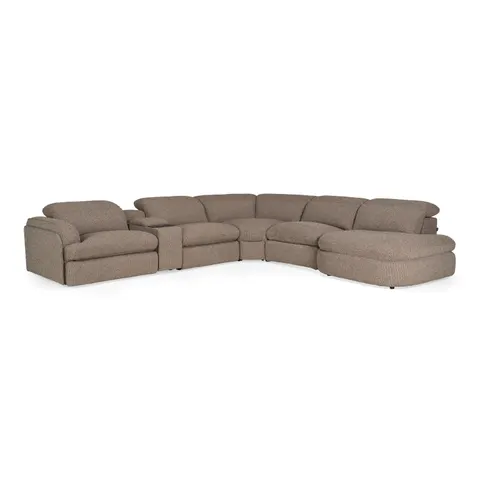 Divani Casa Ambler — Modern Brown Fabric Sectional Sofa w/ 2 Power Recliners