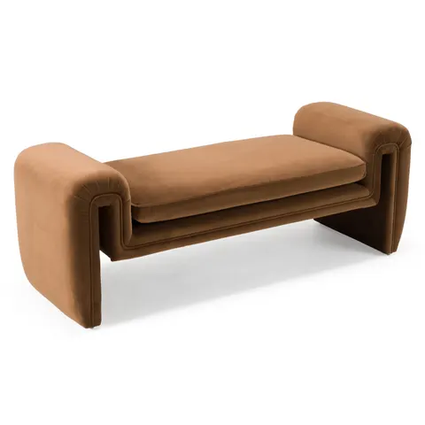 Divani Casa Bentley — Modern Brown Velvet Bench