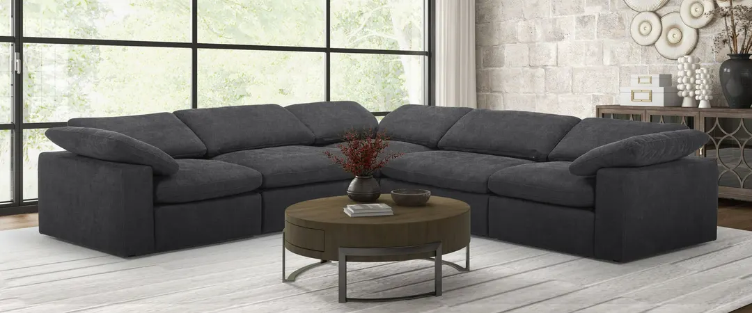 Divani Casa Corinth — Modern Dark Gray Fabric Sectional Sofa with 3 Power Recliners
