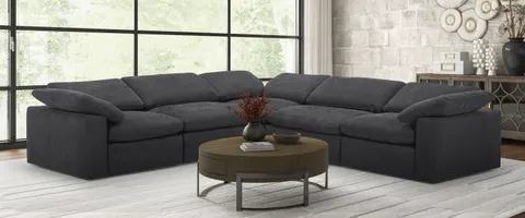 Divani Casa Corinth — Modern Dark Gray Fabric Sectional Sofa with 3 Power Recliners