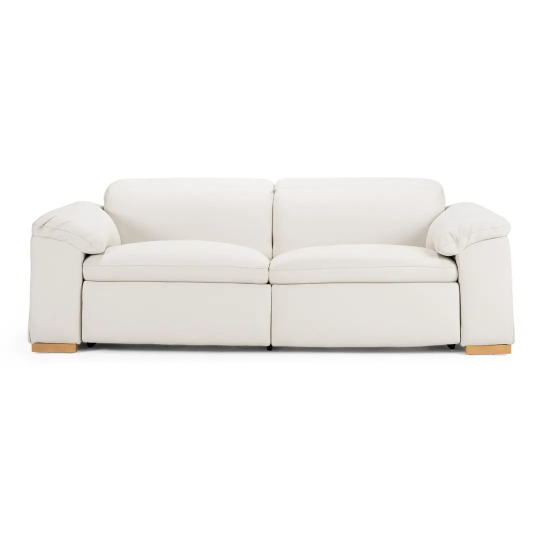 Divani Casa Gregory — Modern Off-White Leather Sofa w/ 2 Recliners