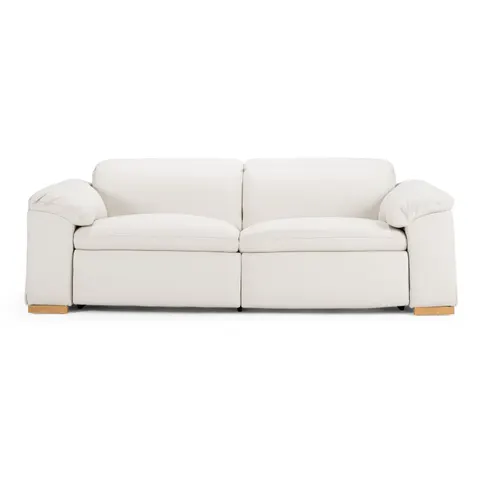 Divani Casa Gregory — Modern Off-White Leather Sofa w/ 2 Recliners