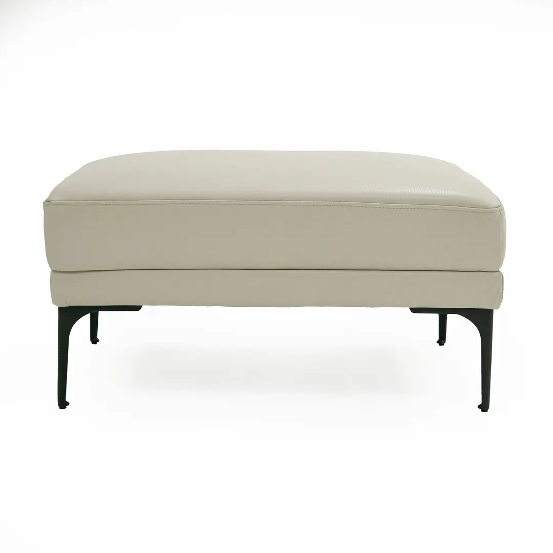 Divani Casa Jacoba — Modern Light Grey Leather Rectangular Ottoman