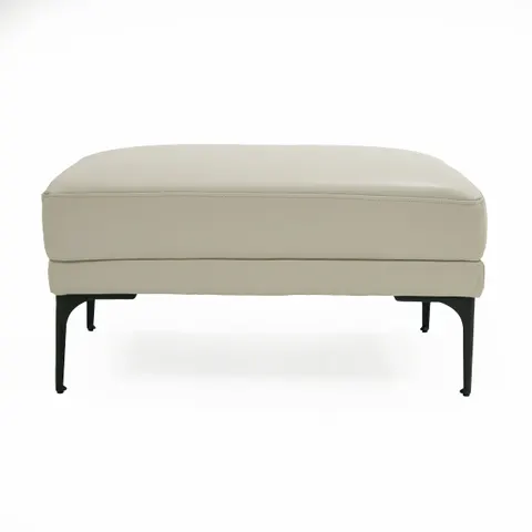 Divani Casa Jacoba — Modern Light Grey Leather Rectangular Ottoman