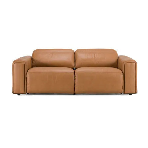 Divani Casa Sandstone — Modern Brown Leather Sofa w/ 2 Electric Recliners