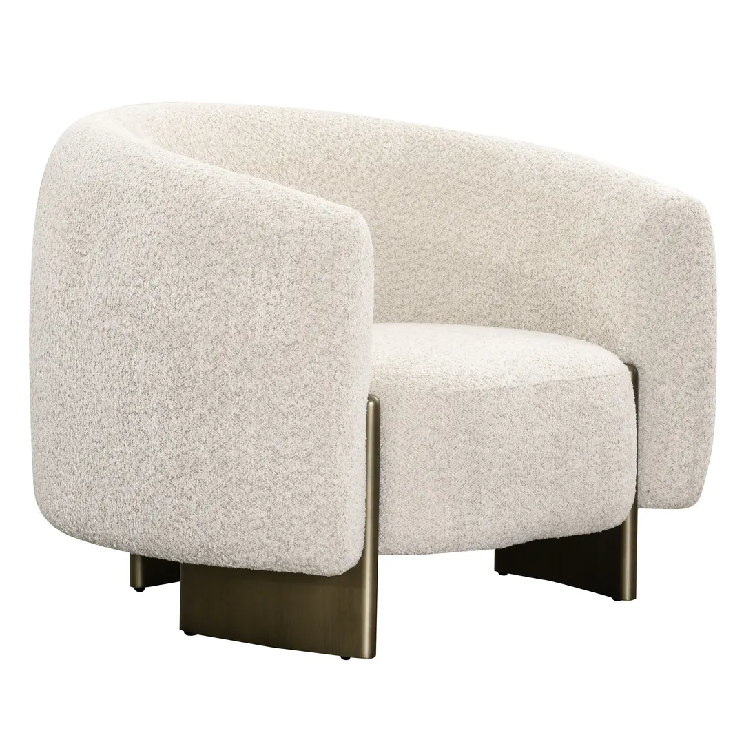 Divani Casa Thrive — Modern Beige Fabric + Antique Brass Accent Chair