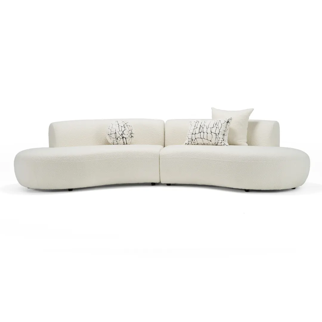 Divani Casa Weldon — Modern Cream Fabric Curved Sectional