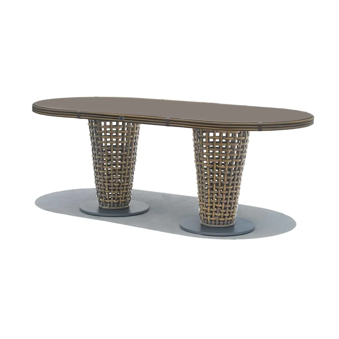 Dynasty Oval Dining Table with Glass — 
