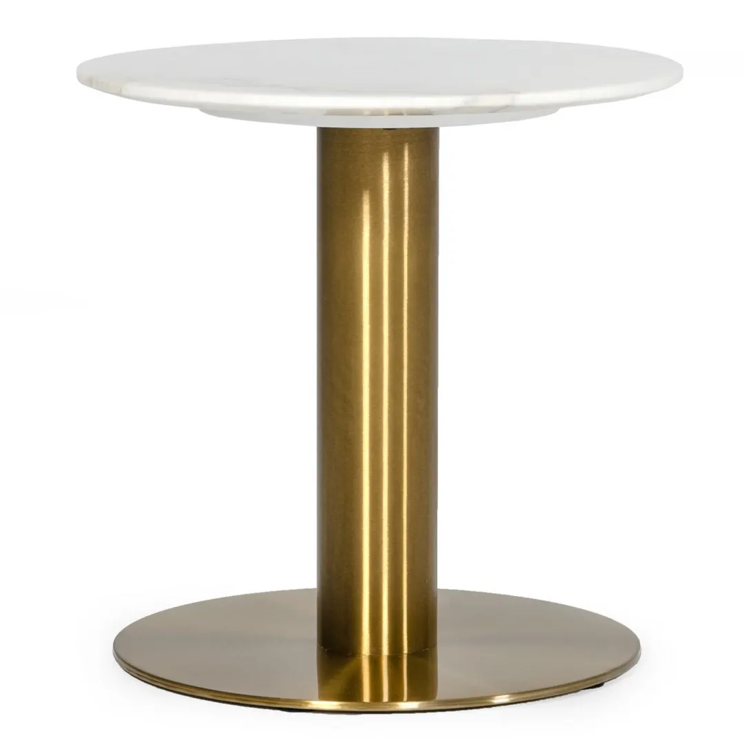 Fairway — Glam White Marble and Brushed Gold End Table