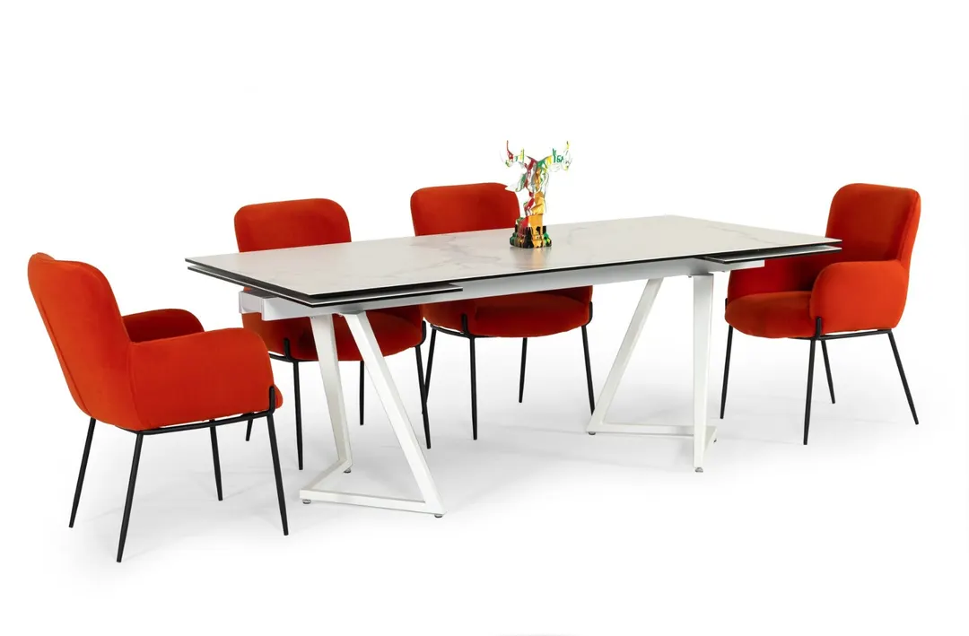 Farrell — Modern White Ceramic Extendable Dining Table