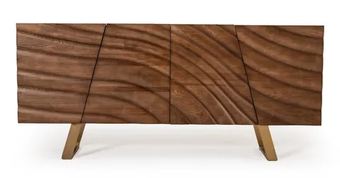Finley — Mid-Century Walnut & Gold Buffet