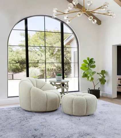 Gadson — Contemporary White Sherpa Ottoman
