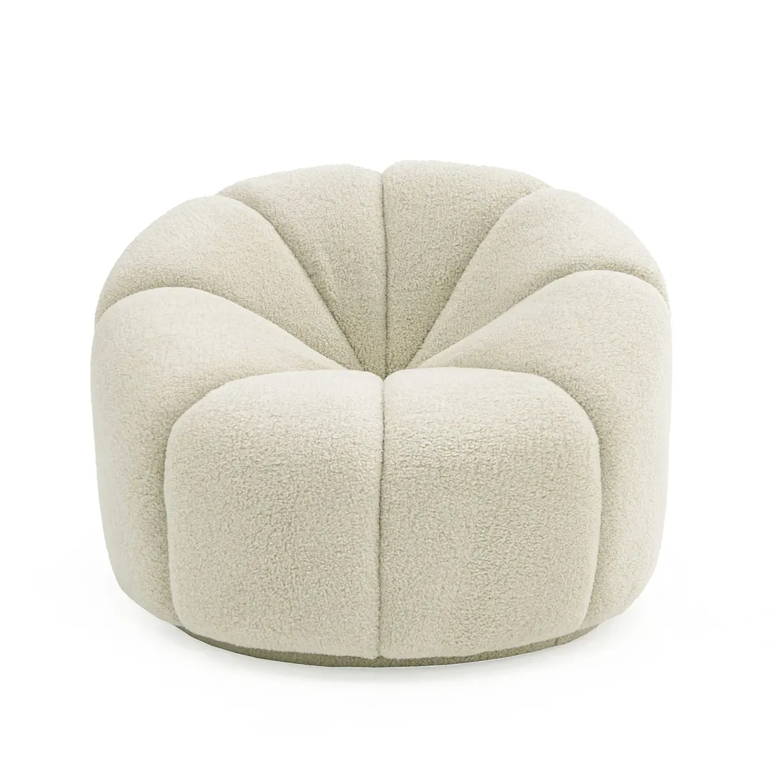 Gadson — Contemporary White Sherpa Swivel Accent Chair