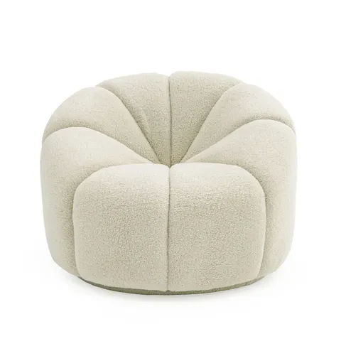 Gadson — Contemporary White Sherpa Swivel Accent Chair