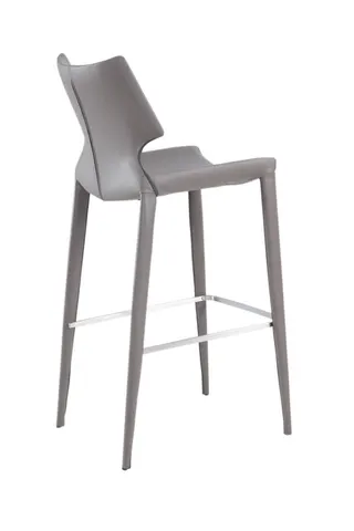 Hayes — Modern Grey Eco-Leather Bar Stool (Set of 2)