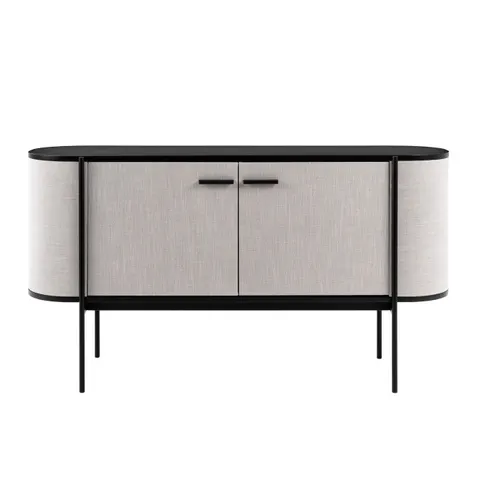 Hobart — Modern Beige Fabric & Black Metal Buffet