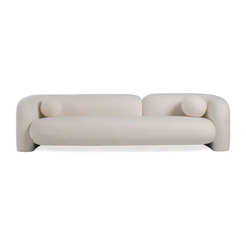 Khan — Modern 4-Seater Off White Fabric Sofa