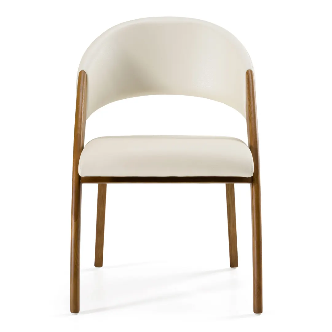 Lucas — Mid-Century Cream & Walnut Dining Chair
