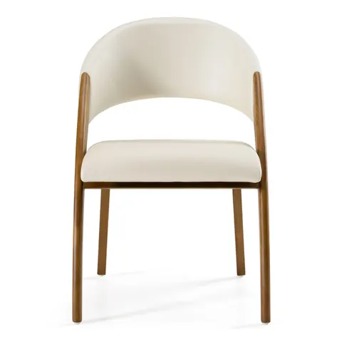 Lucas — Mid-Century Cream & Walnut Dining Chair