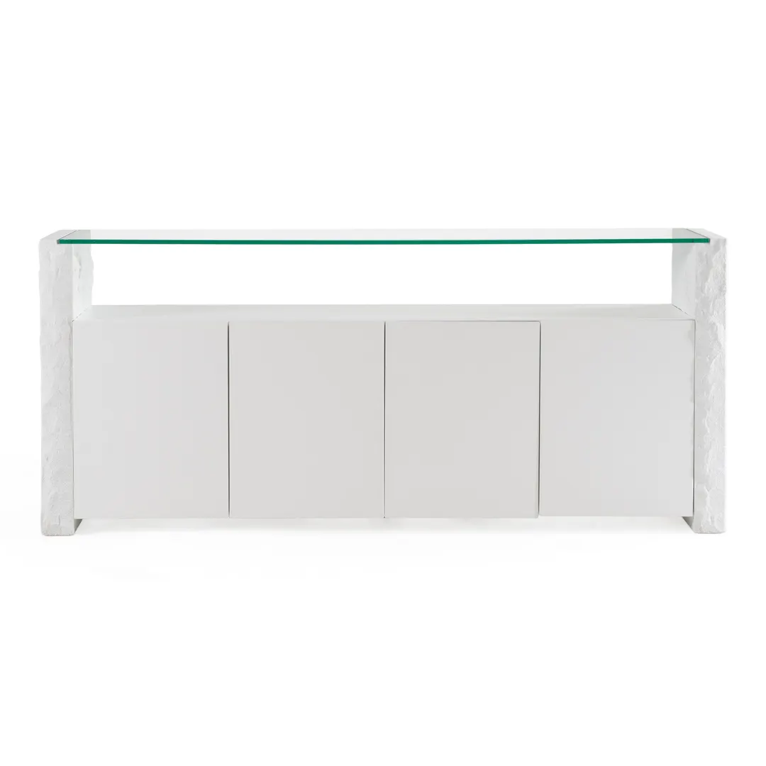 Modrest Ashley — Modern Glass + White Fiberglass Buffet