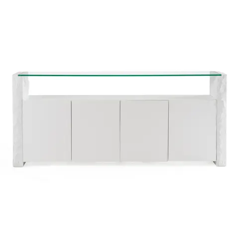 Modrest Ashley — Modern Glass + White Fiberglass Buffet