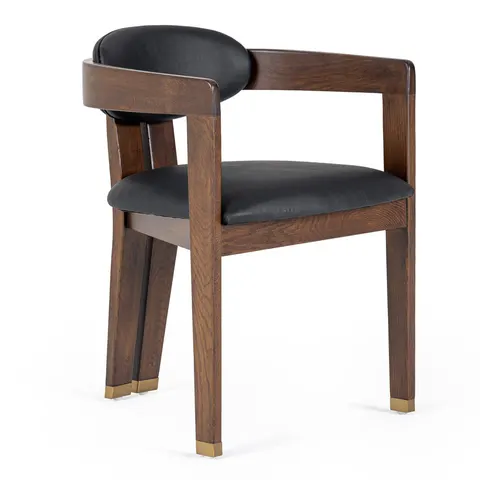 Modrest Belton — Modern Black Vegan Leather + Brown Oak Counter Chair