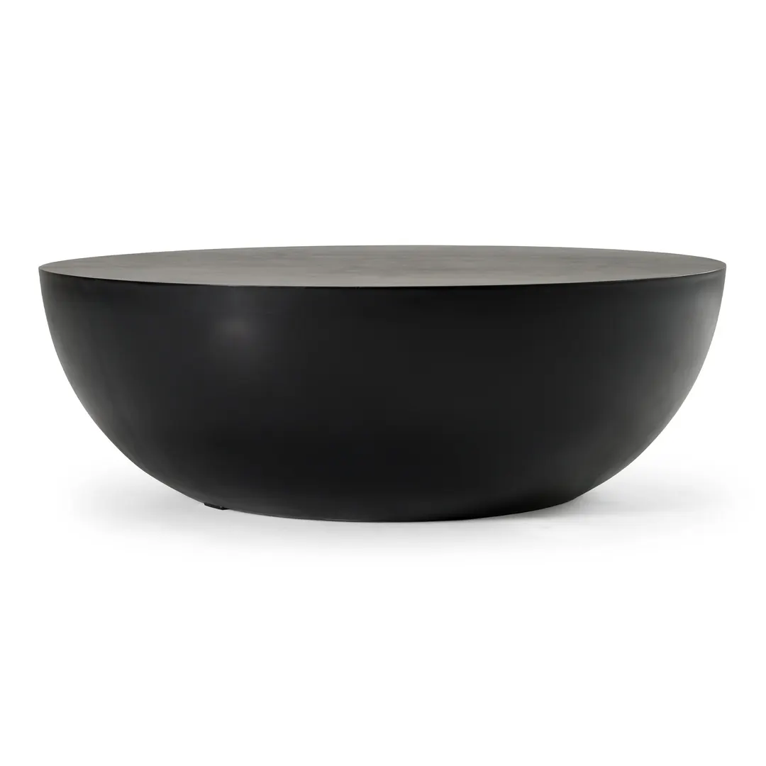 Modrest Bronte — Modern Black Concrete Round Coffee Table
