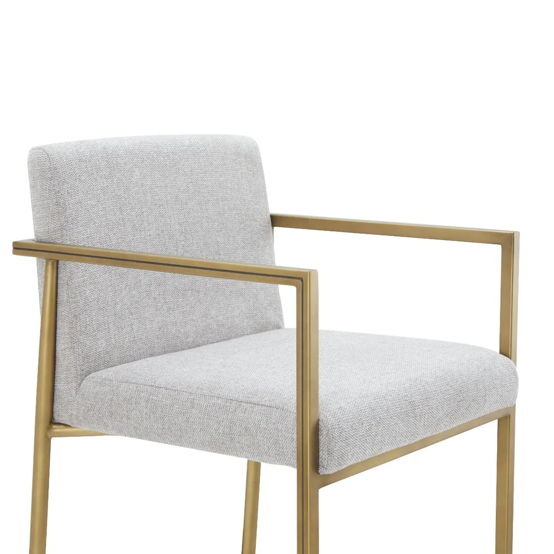 Modrest Burnham- — Contemporary Off White Fabric + Brass Counter Stool