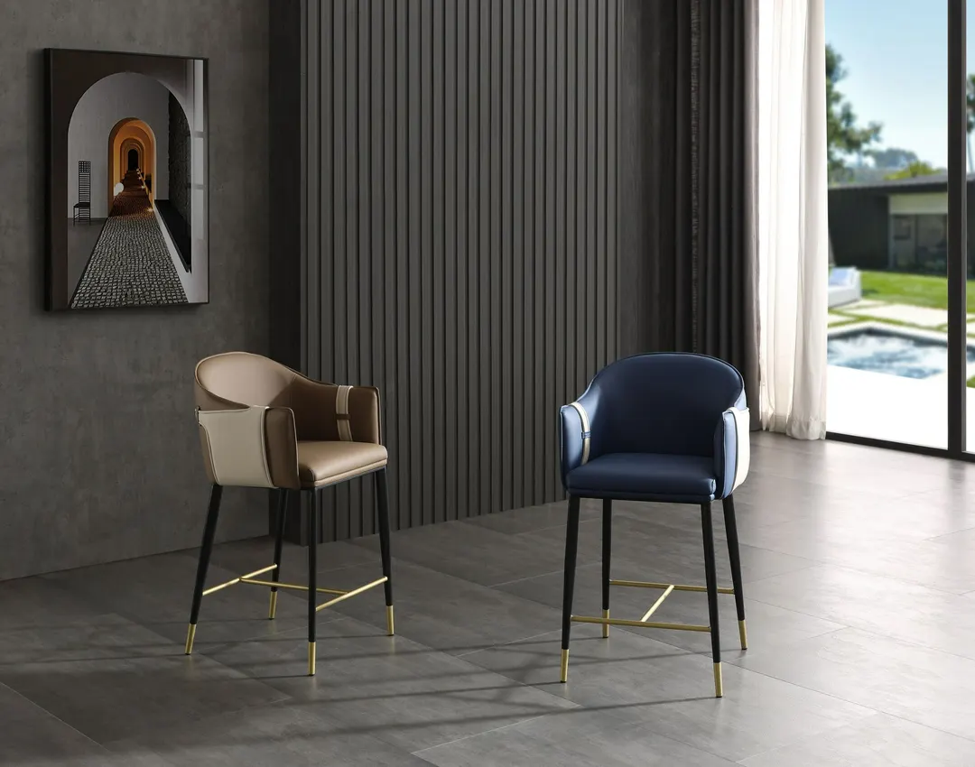Modrest Calder — Modern Brown & Beige Vegan Leather Counter Chair