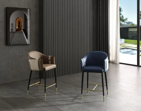 Modrest Calder — Modern Brown & Beige Vegan Leather Counter Chair