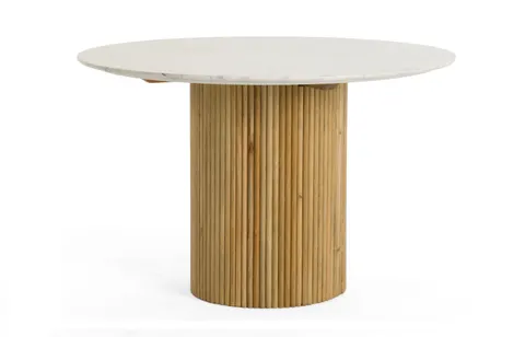 Modrest Cambridge White Marble & Mango Round Dining Table