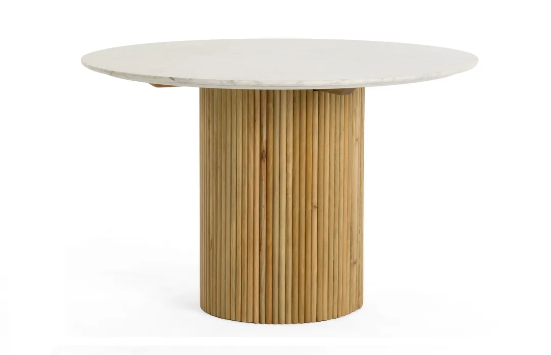 Modrest Cambridge White Marble & Mango Round Dining Table — Photo 2