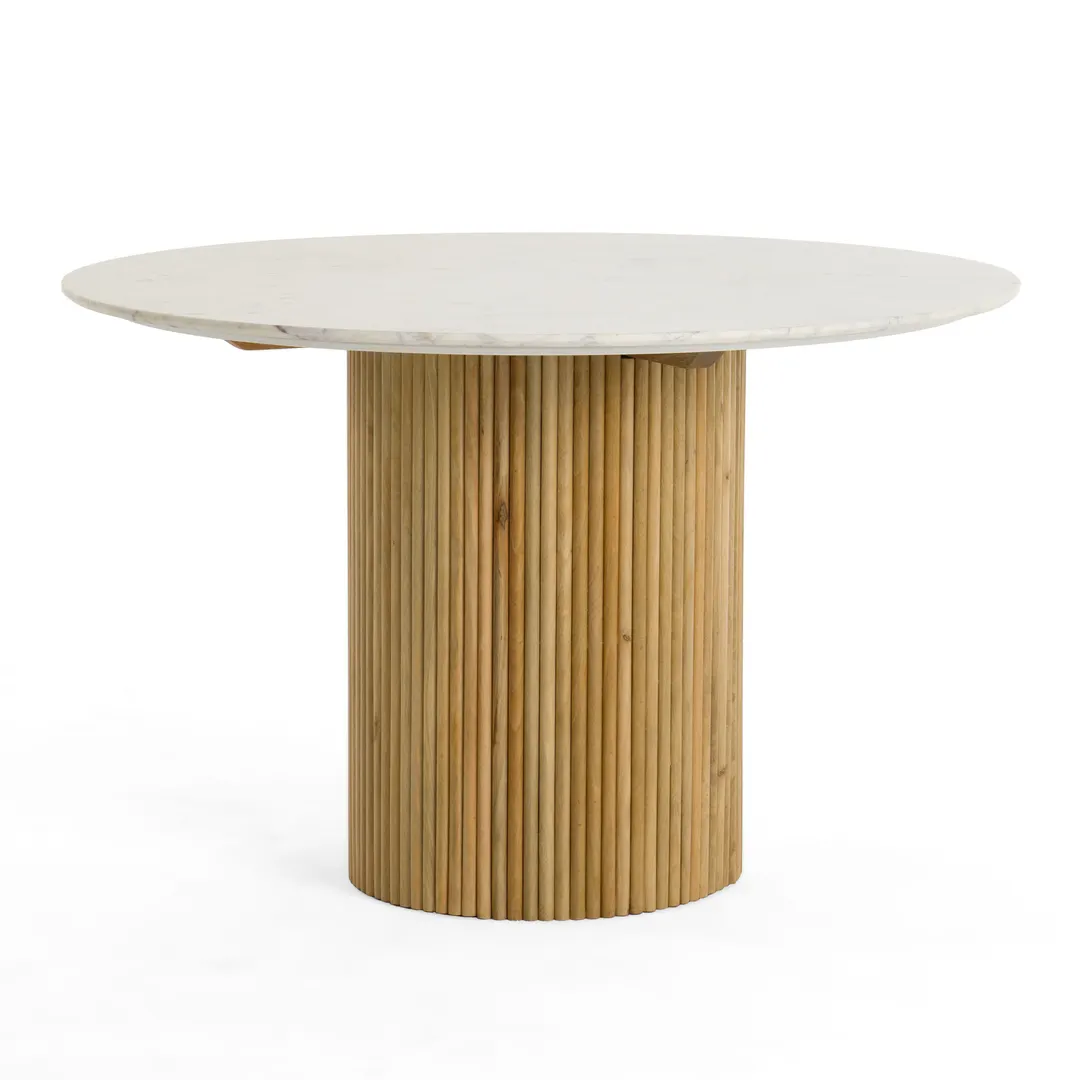 Modrest Cambridge White Marble & Mango Round Dining Table — Photo 5