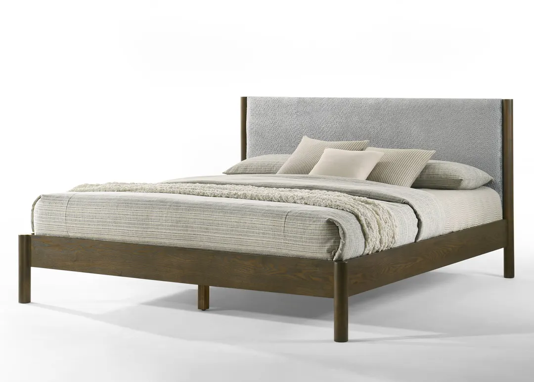 Modrest Carolina — Modern Grey Fabric + Wenge Bed