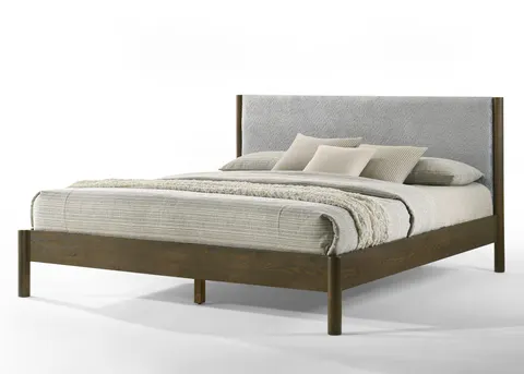 Modrest Carolina — Modern Grey Fabric + Wenge Bed
