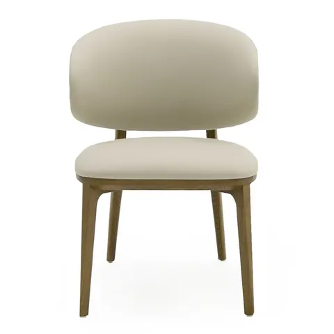 Modrest Chance — Contemporary Cream Fabric and Brown Leatherette Walnut Dining Chair