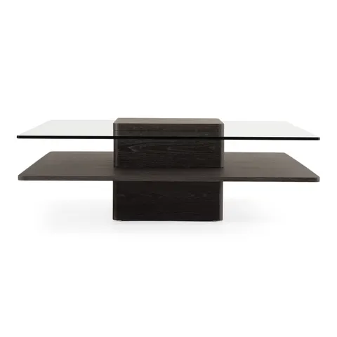 Modrest Clarion — Modern Walnut & Grey Glass Coffee Table