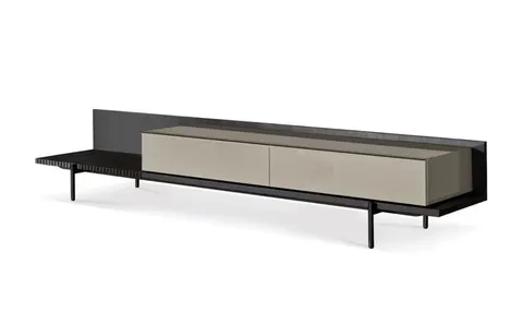 Modrest Colima — Modern Matte Beige + Walnut TV Stand