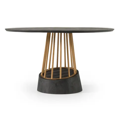 Modrest Cotopaxi — Modern Charcoal + Brass Round Dining Table