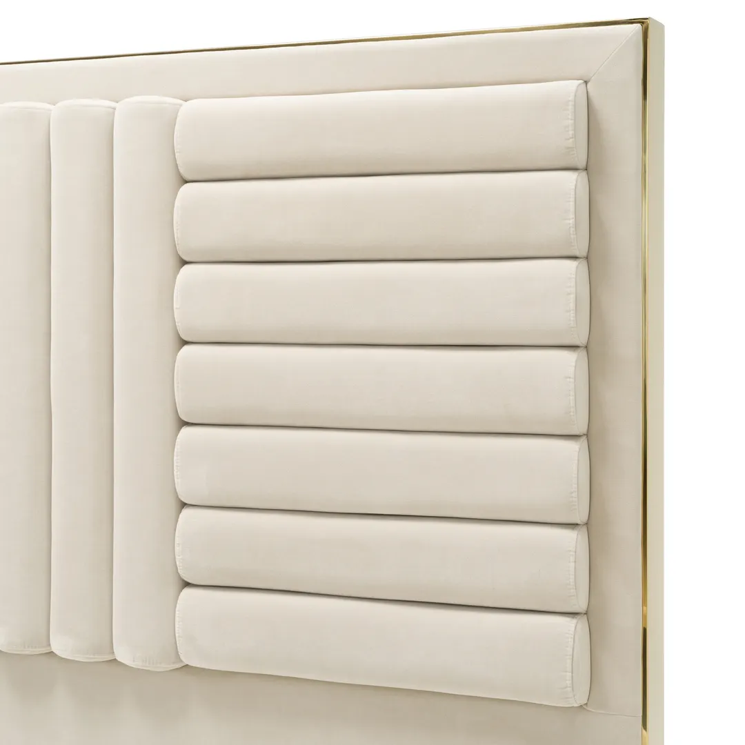 Modrest Daystar — Eastern King Modern Beige Velvet & Gold Bed