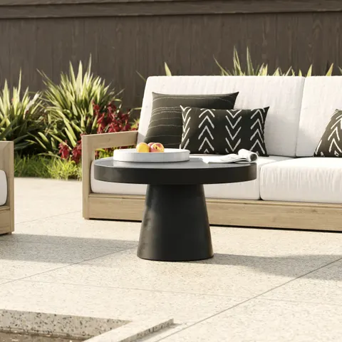 Modrest Desoto — Modern Black Concrete Round Coffee Table