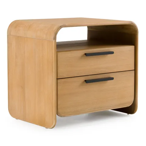 Modrest Dresden — Modern Natural Acacia 2-Drawer Nightstand