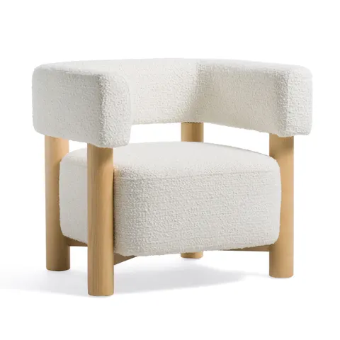 Modrest Fang — Modern White Fabric & Wood Accent Chair