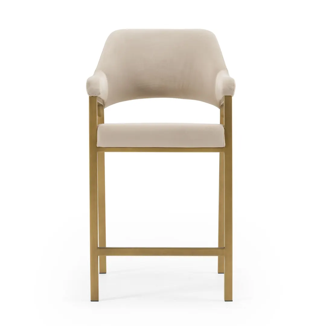 Modrest George — Modern Beige Fabric + Antique Brass Counter Chair
