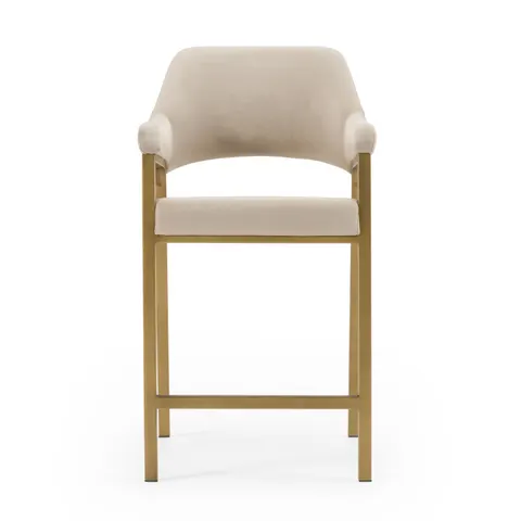 Modrest George — Modern Beige Fabric + Antique Brass Counter Chair