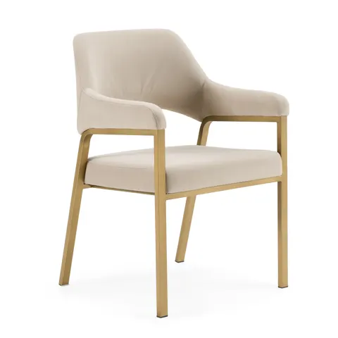 Modrest George — Modern Beige Fabric + Antique Brass Dining Chair